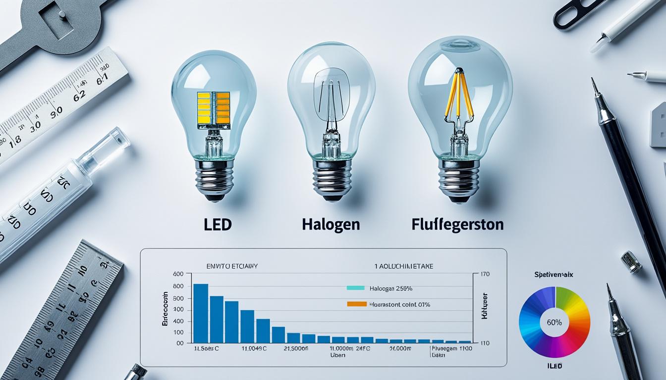 Quelle est la différence entre LED, halogène et fluocompacte ? 2 découvrez les différences entre les ampoules led, halogènes et fluocompactes pour choisir l'éclairage adapté à vos besoins en efficacité, durée de vie et consommation d'énergie.